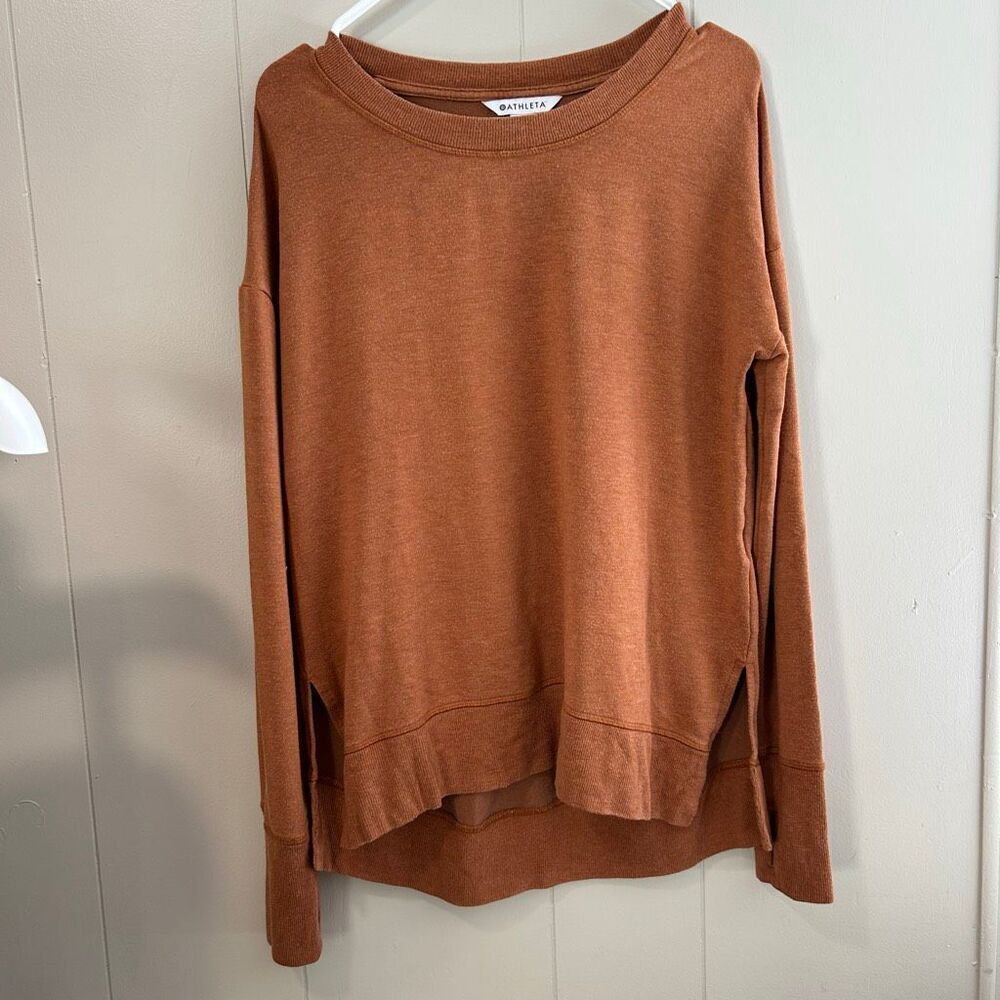 Athleta Cozy Karma Rust Brown Long Sleeve Sweatshirt Women’s Small Petite